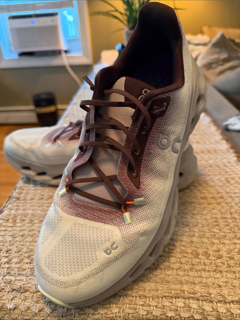 On Running Women's Athletic Shoes in Cream and Brown